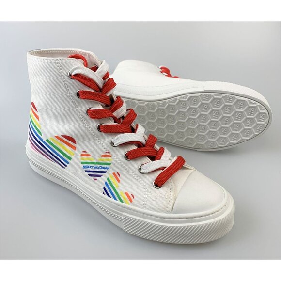 NIB Stuart Weitzman Hightop Shoes In White Size 38.5 - Picture 2 of 12